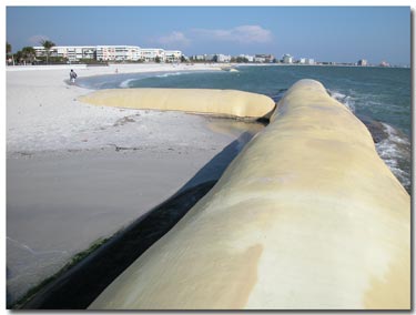 yellow geotubes in place on upham beach.jpg